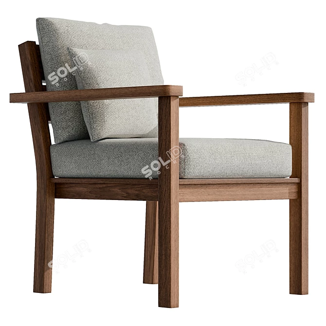 Stackable Wooden Lounge Chair, Real-size Model 3D model image 4