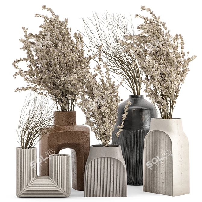 Botanical Dry Bouquet Collection Set 3D model image 1