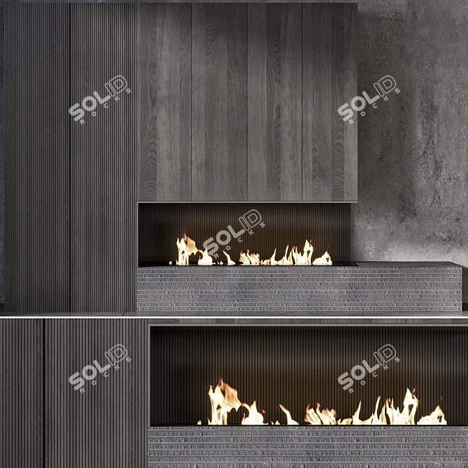 Modern Fireplace Design 3D Model 3D model image 1