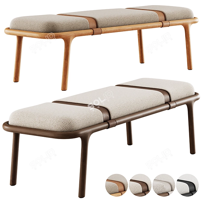 Belts Upholstered Bench: Modern Elegance 3D model image 1