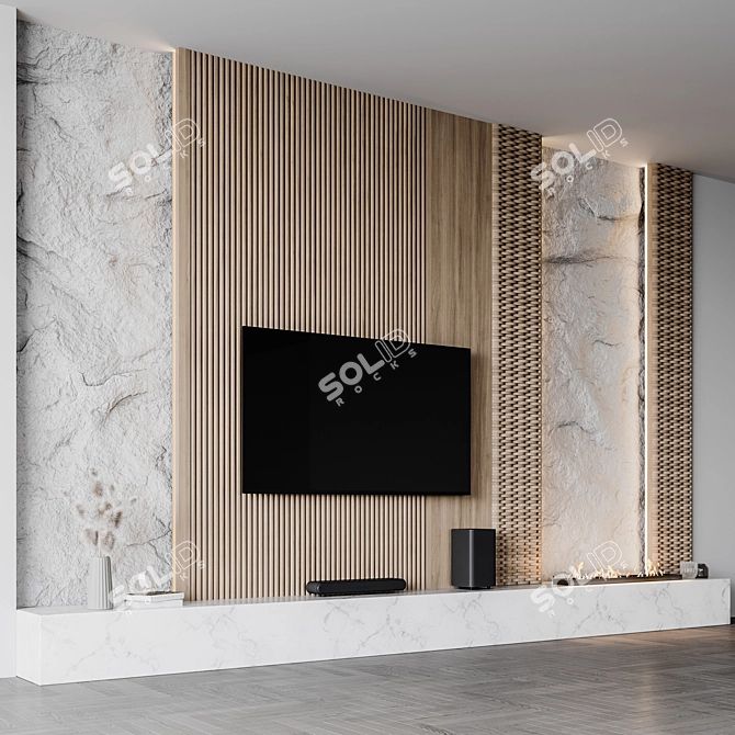 Contemporary TV Wall Set 3D model image 3