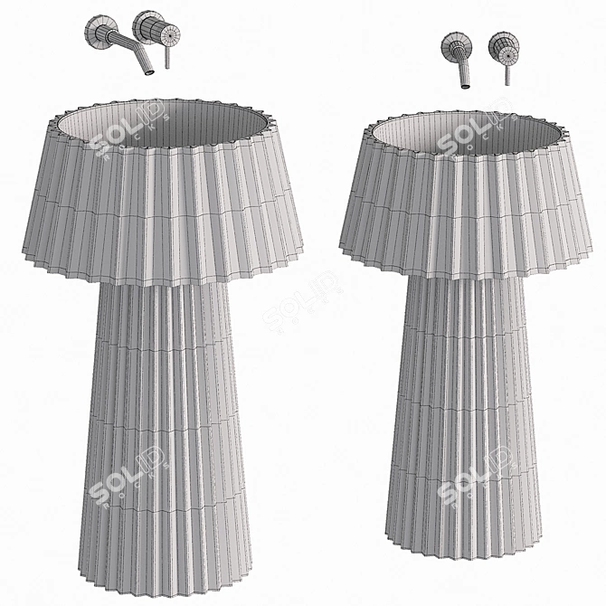 Elegant White Marble Pedestal Basin 3D model image 2