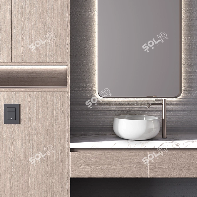 Modern Glass-door Bathroom Furniture 3D model image 2