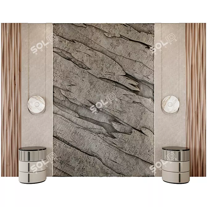 Stone Cliff Wall Panel 3D model image 1