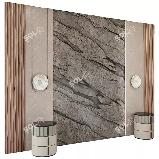 Stone Cliff Wall Panel 3D model image 2