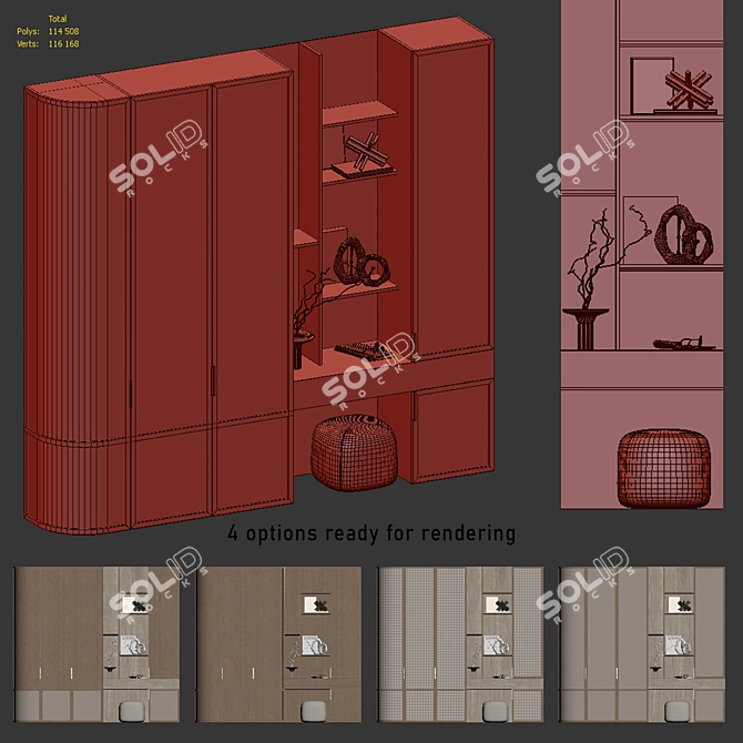 Kushi Decor Wardrobe with Various Inserts 3D model image 7