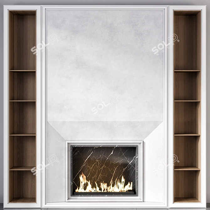 Modern Minimalist Fireplace Model 3D model image 1