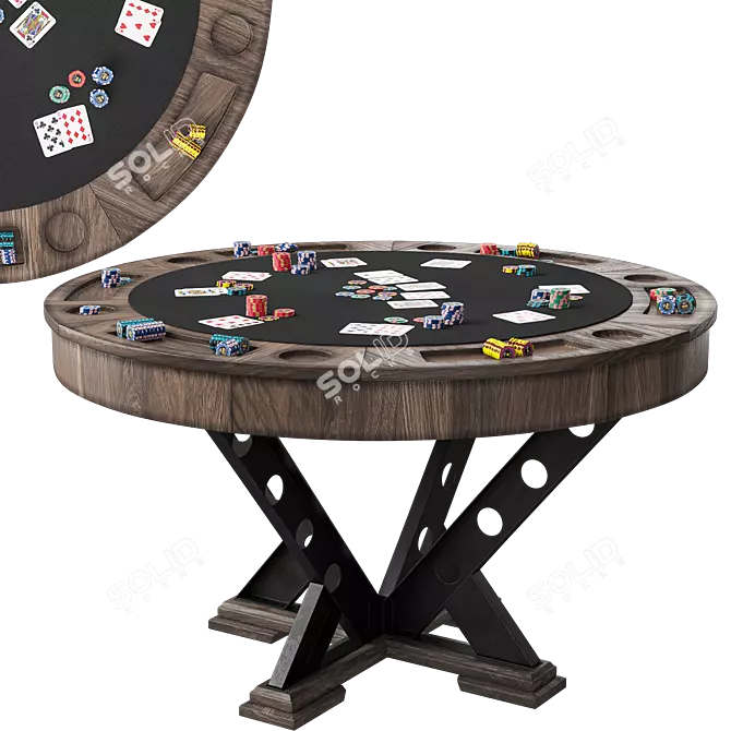 Vienna Convertible Poker Dining Table 3D model image 1