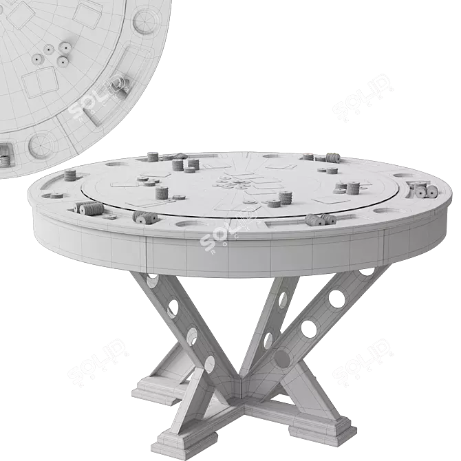 Vienna Convertible Poker Dining Table 3D model image 6