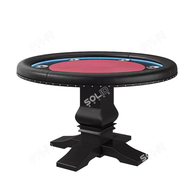 Luxury Black Poker Table Set 3D model image 2