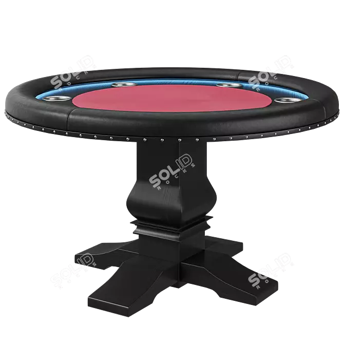 Luxury Black Poker Table Set 3D model image 5