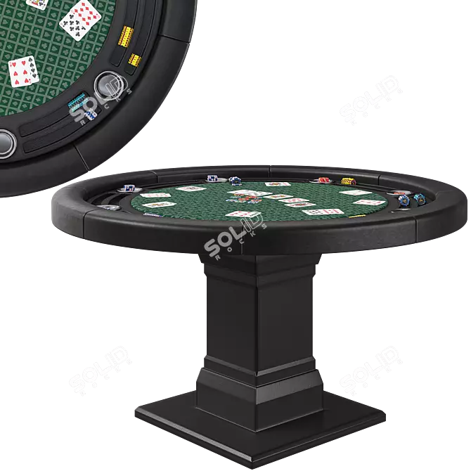 Green 55" Round Poker Table 3D model image 1