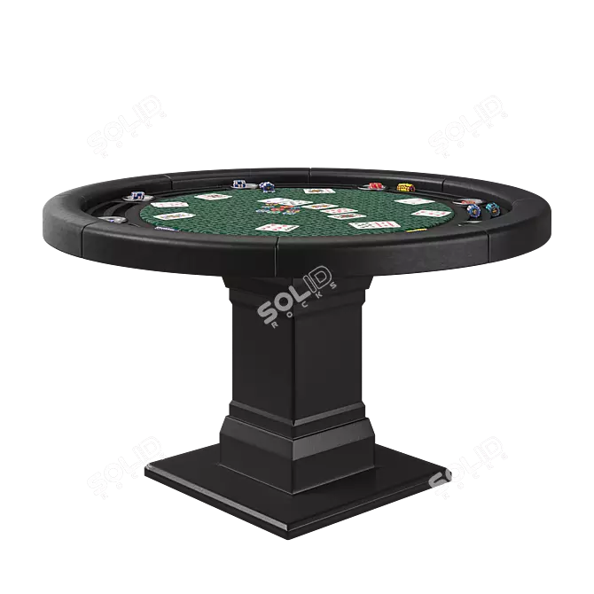 Green 55" Round Poker Table 3D model image 2