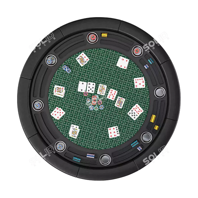 Green 55" Round Poker Table 3D model image 3