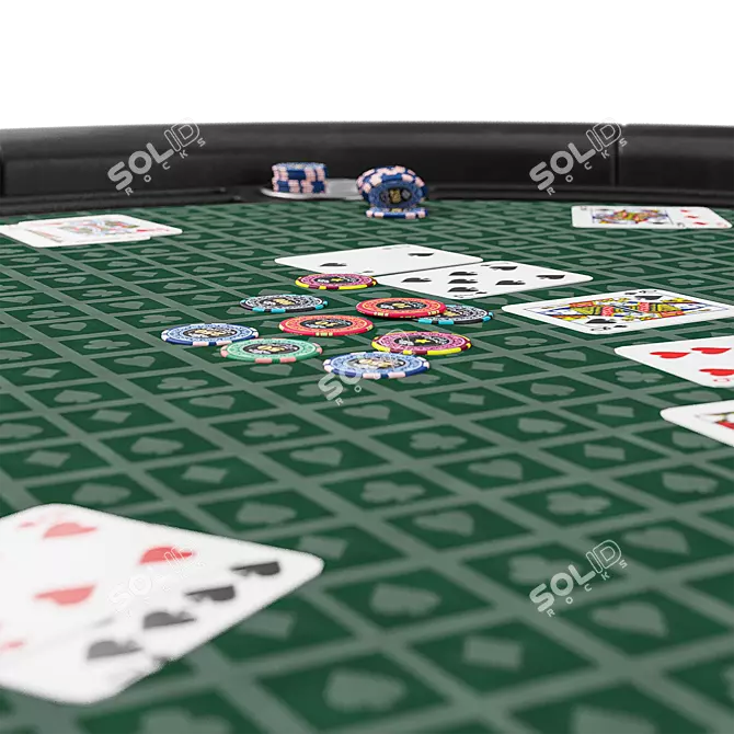 Green 55" Round Poker Table 3D model image 4