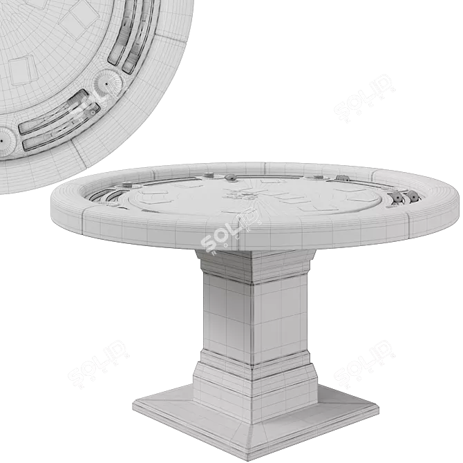 Green 55" Round Poker Table 3D model image 5