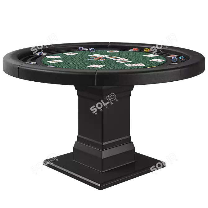 Green 55" Round Poker Table 3D model image 6