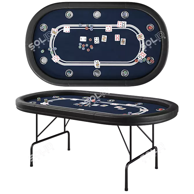 Premium League Poker Table Set 3D model image 1