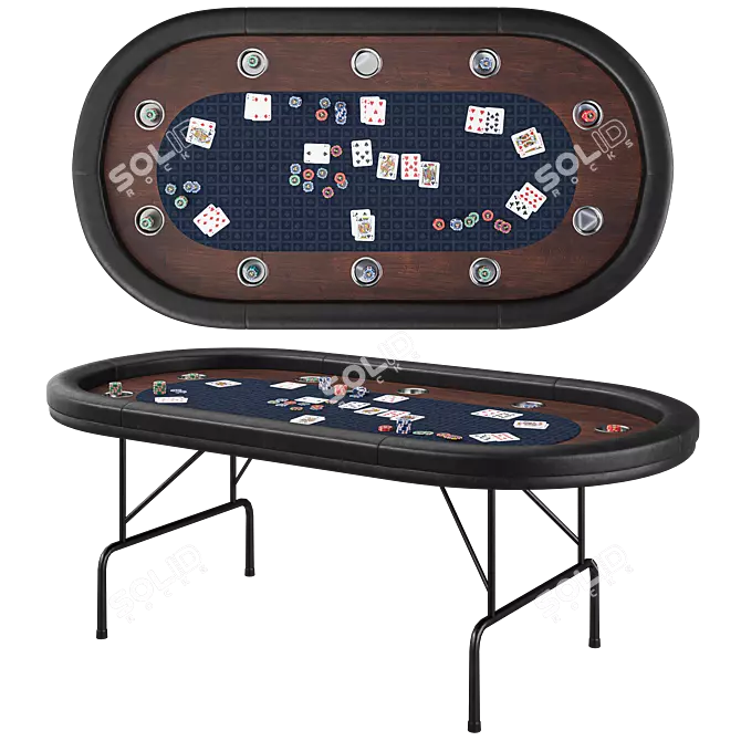 Luxury 3D Poker Table Set 3D model image 1