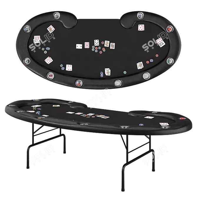 Foldable Poker Table with Steel Cupholders 3D model image 1