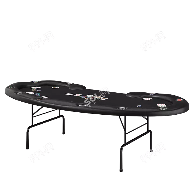 Foldable Poker Table with Steel Cupholders 3D model image 2