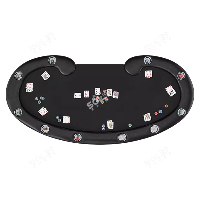 Foldable Poker Table with Steel Cupholders 3D model image 3