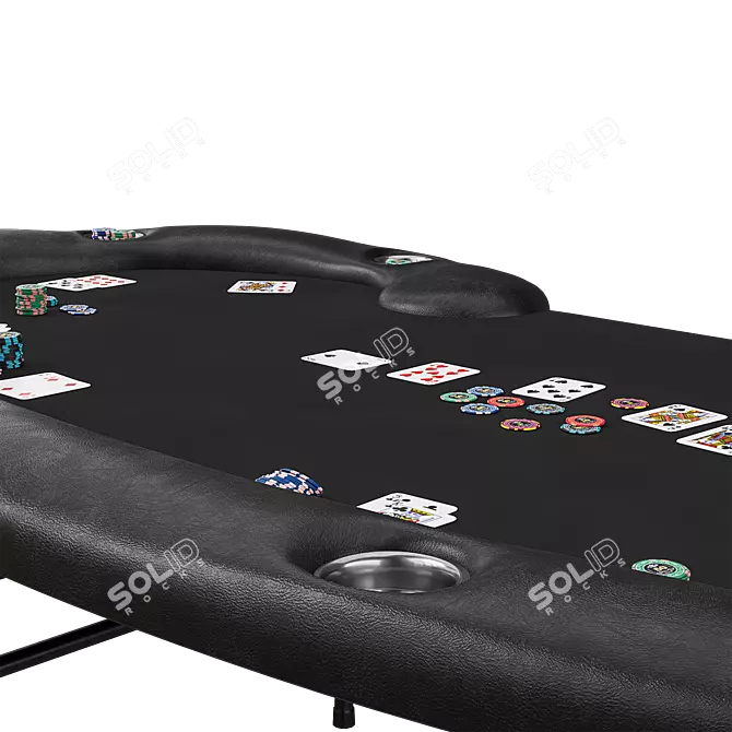 Foldable Poker Table with Steel Cupholders 3D model image 4