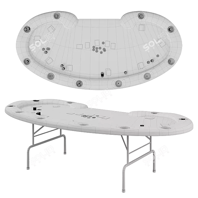 Foldable Poker Table with Steel Cupholders 3D model image 5