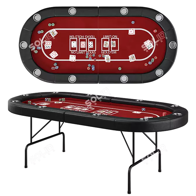 Premium Rubberwood Poker Table Set 3D model image 1