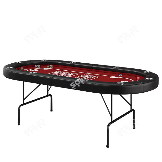 Premium Rubberwood Poker Table Set 3D model image 2