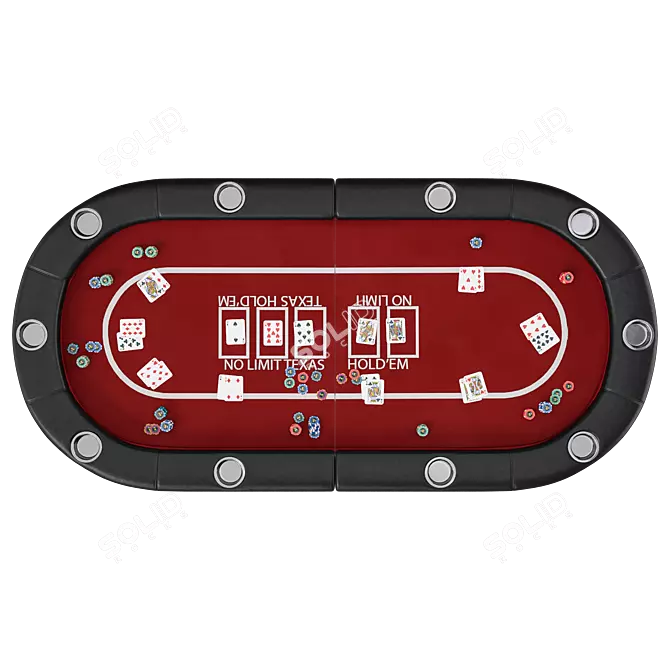 Premium Rubberwood Poker Table Set 3D model image 3