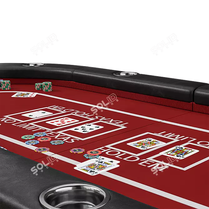 Premium Rubberwood Poker Table Set 3D model image 4