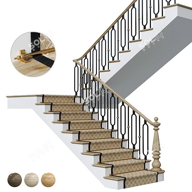 Luxury Neoclassical Staircase Design 3D model image 1