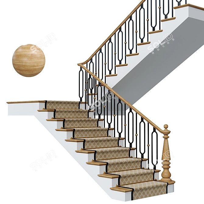 Luxury Neoclassical Staircase Design 3D model image 3