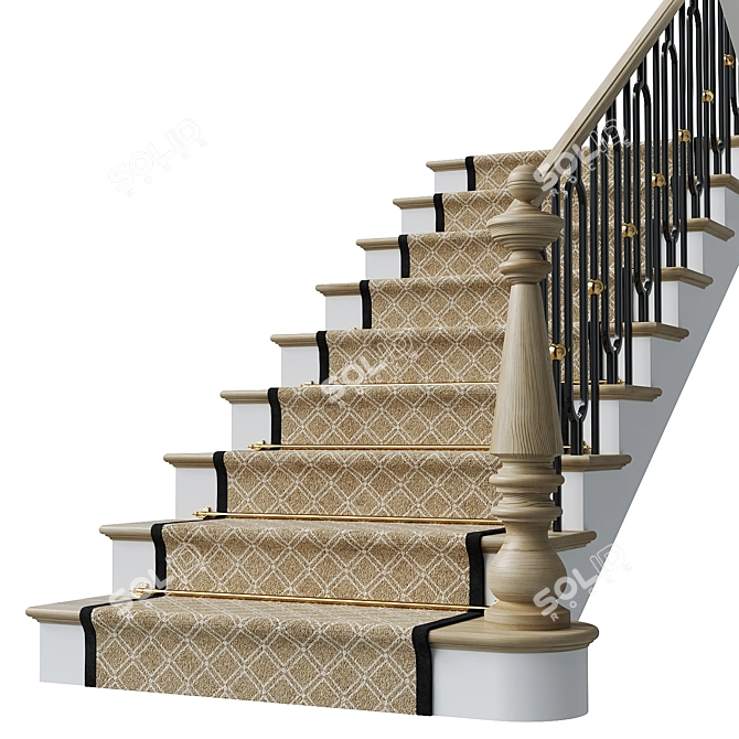 Luxury Neoclassical Staircase Design 3D model image 5