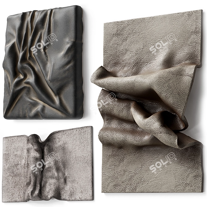 Fabric Folds Wall Panel Set 3D model image 1