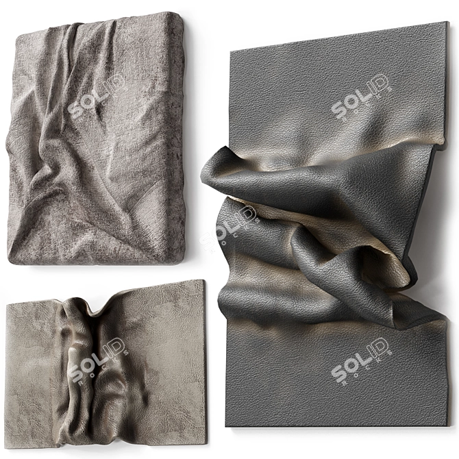 Fabric Folds Wall Panel Set 3D model image 2