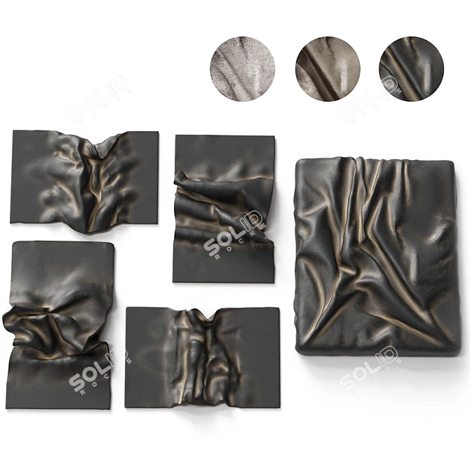 Fabric Folds Wall Panel Set 3D model image 5