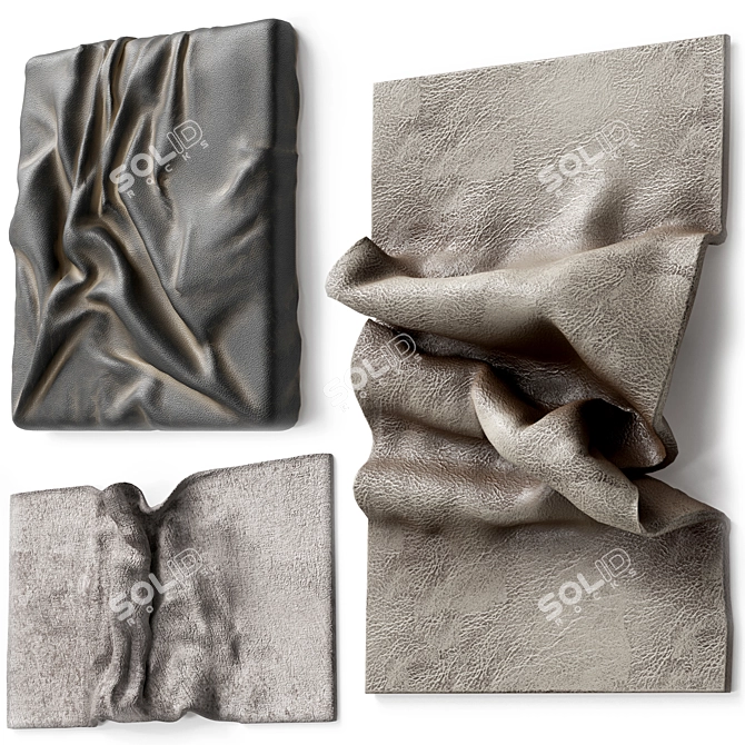 Fabric Folds Wall Panel Set 3D model image 8