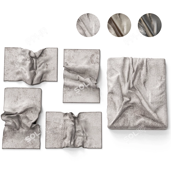 Fabric Folds Wall Panel Set 3D model image 9