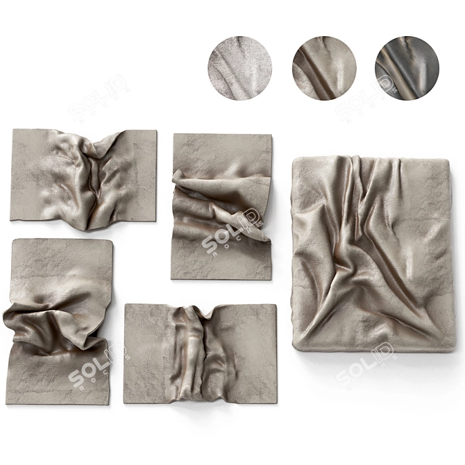 Fabric Folds Wall Panel Set 3D model image 11