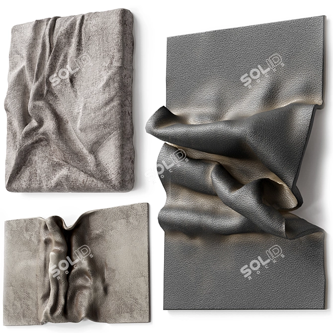 Fabric Folds Wall Panel Set 3D model image 12