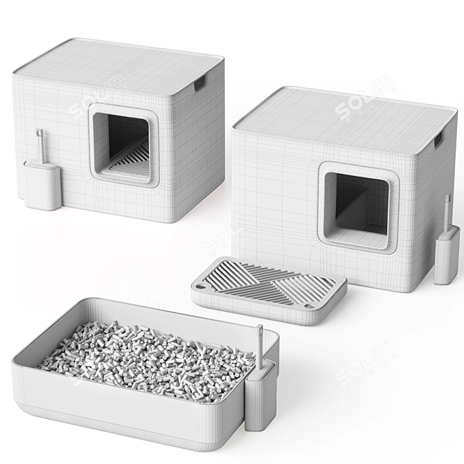 Two-in-One Cat Litter Combo 3D model image 9