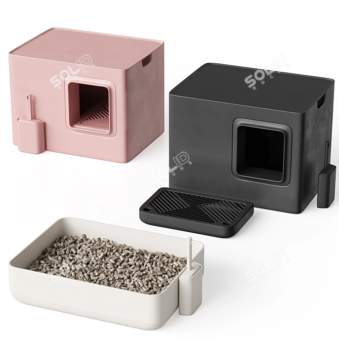 Two-in-One Cat Litter Combo 3D model image 10