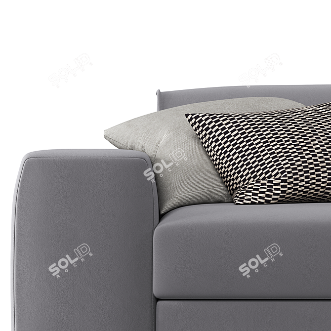 LABERT Velvet Grey Corner Sofa 3D model image 4