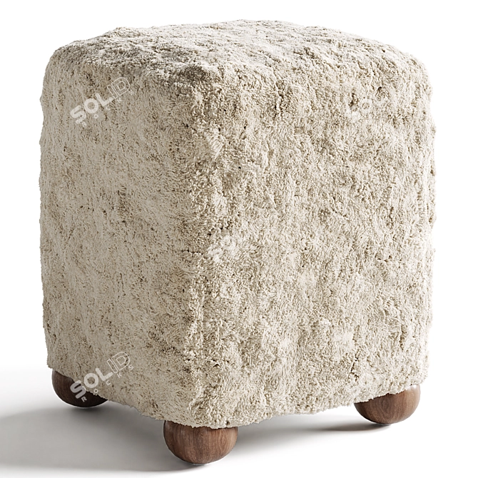 Textured Square Wool Ottoman Bed 3D model image 4