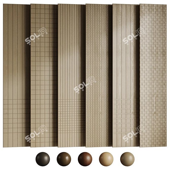 Wooden Decorative Panels Set - Square Cutouts 3D model image 1