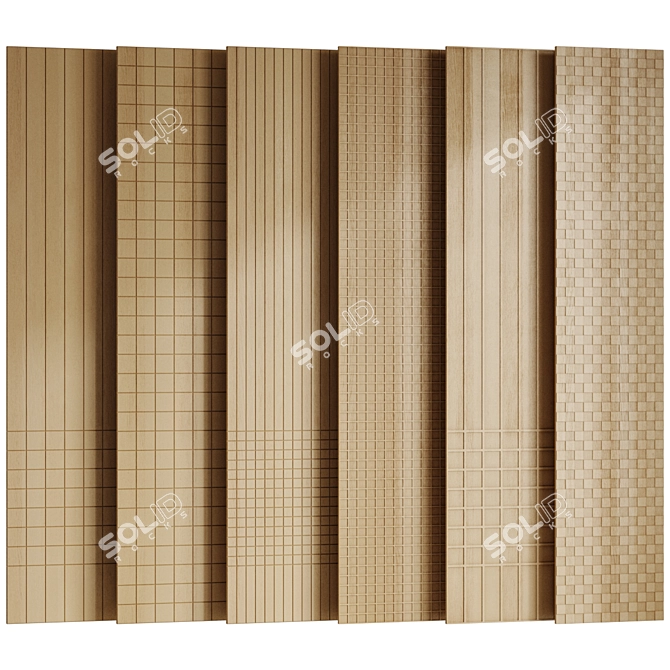 Wooden Decorative Panels Set - Square Cutouts 3D model image 2