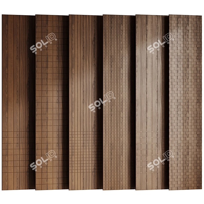 Wooden Decorative Panels Set - Square Cutouts 3D model image 3