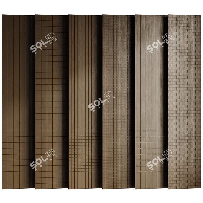 Wooden Decorative Panels Set - Square Cutouts 3D model image 4